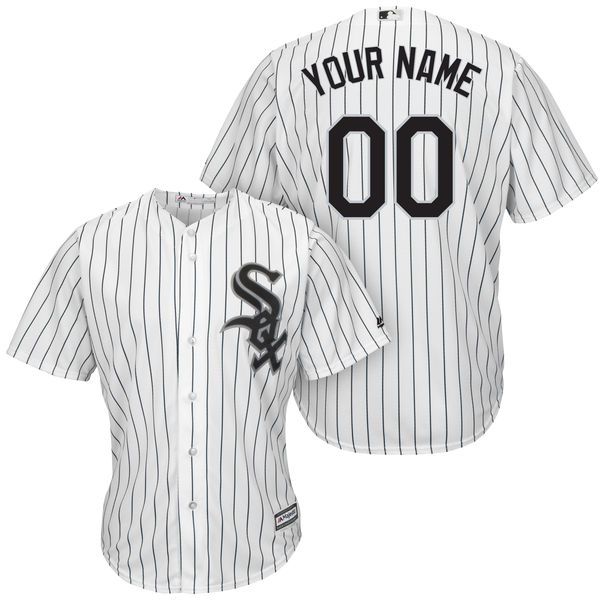 Men Chicago White Sox Majestic White And Black Home Cool Base Custom MLB Jersey